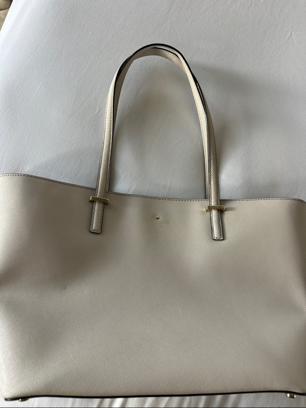 kate spade Cream Tote with Gold Hardware